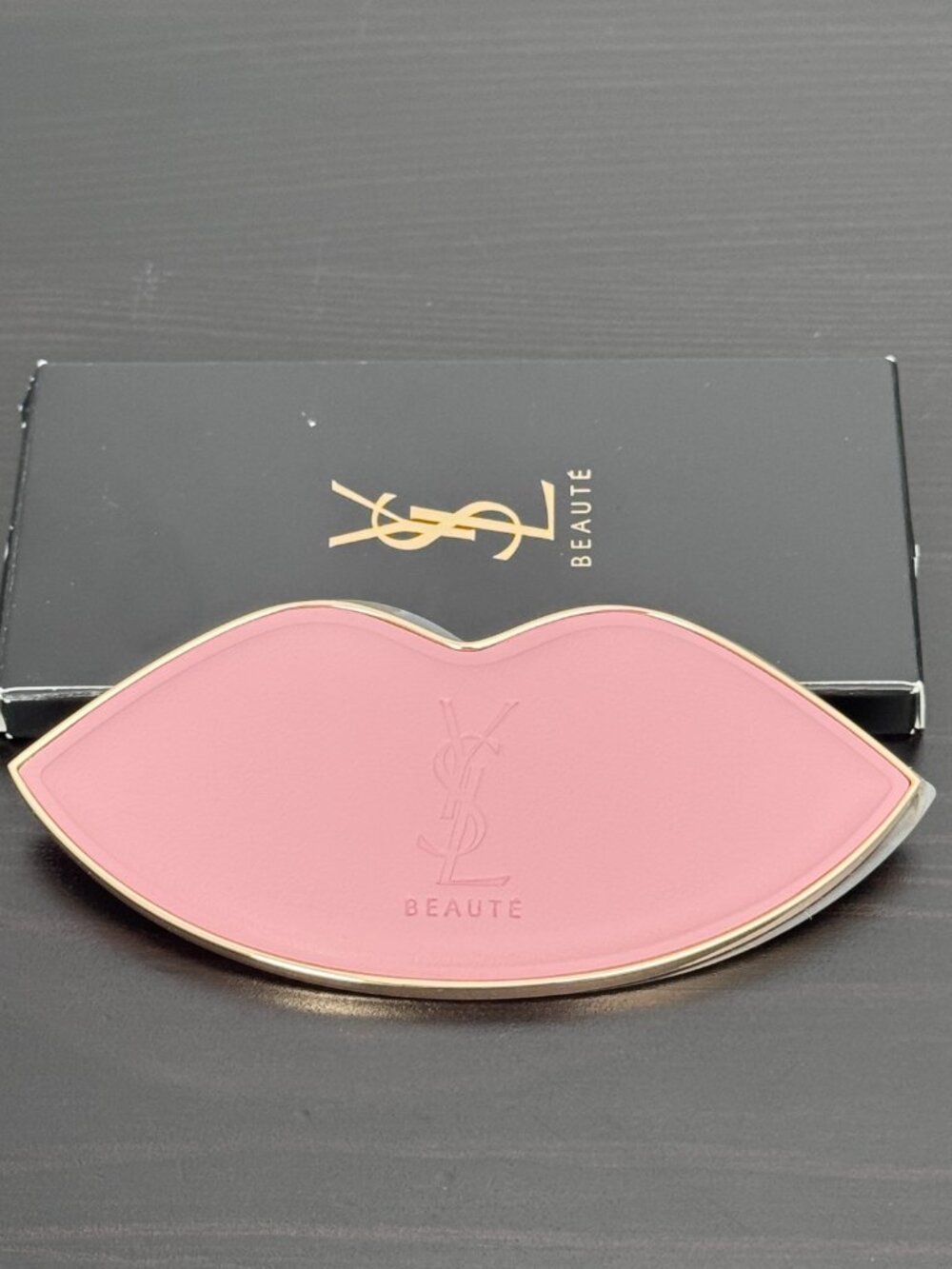 YSL Pink Lip Shape Compact Hand Mirror
